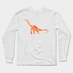 Orange Dinosaur Watercolor Painting Long Sleeve T-Shirt